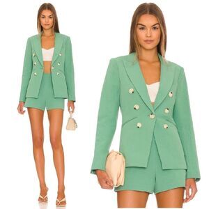 Veronica Beard Emsley Green Linen Blazer Jacket